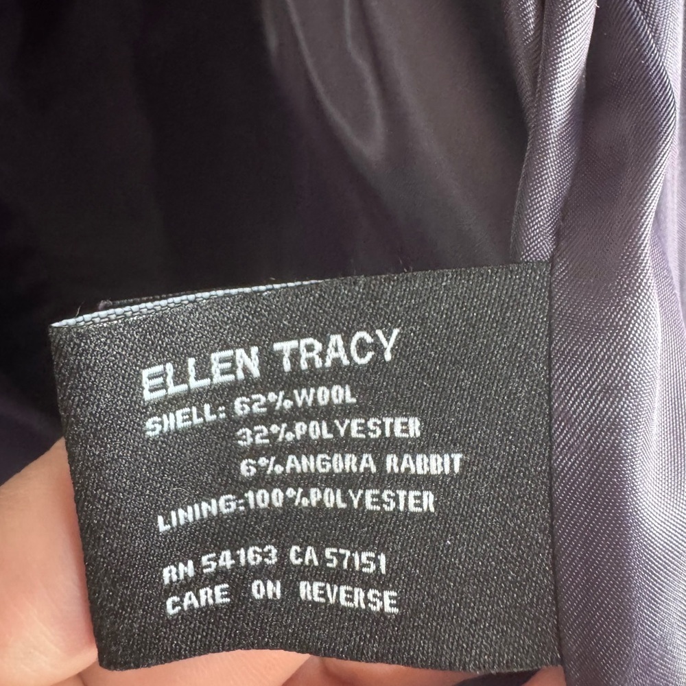 Ellen Tracy Wool Angora Plum Coat 20W - Picture 9 of 10